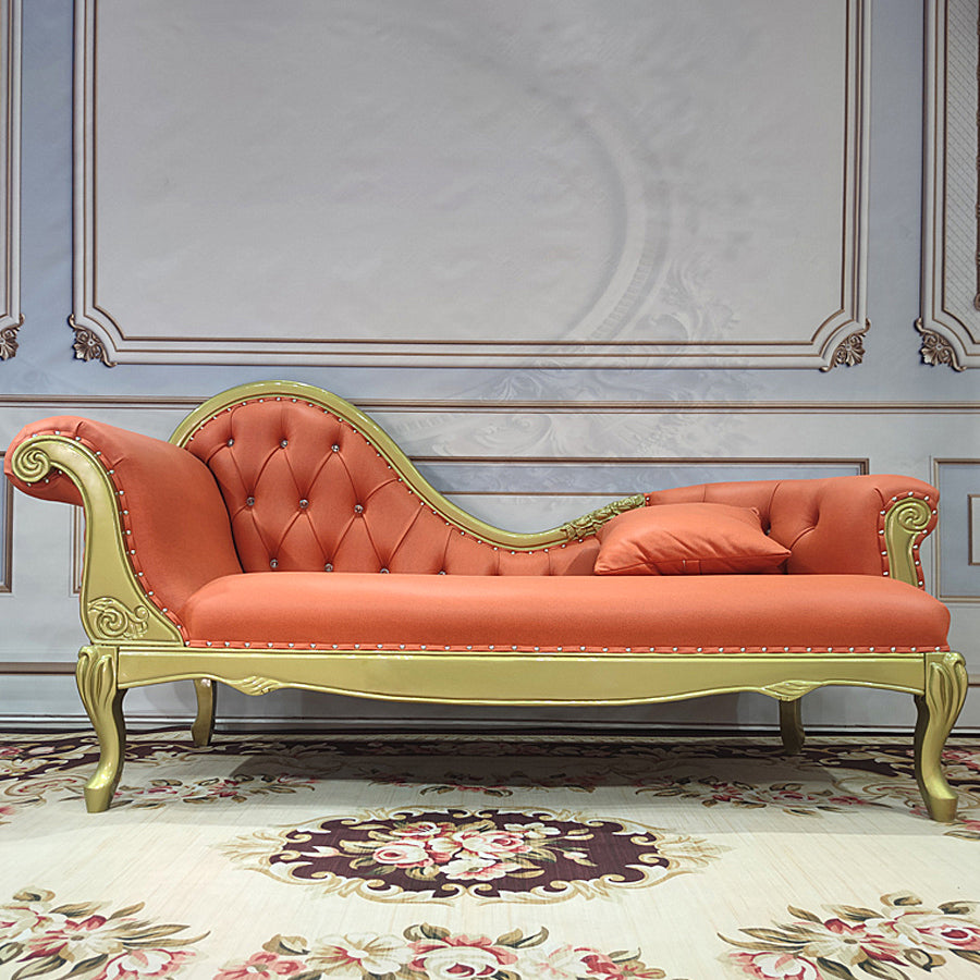 Living Room Rolled Arms Chaise Luxury Style Chaise Lounge with Button Tufted