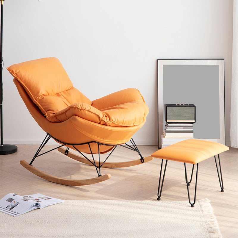 Rocking Chair Fabric Houndstooth Scratch Resistant Rocking Chair with Ottoman