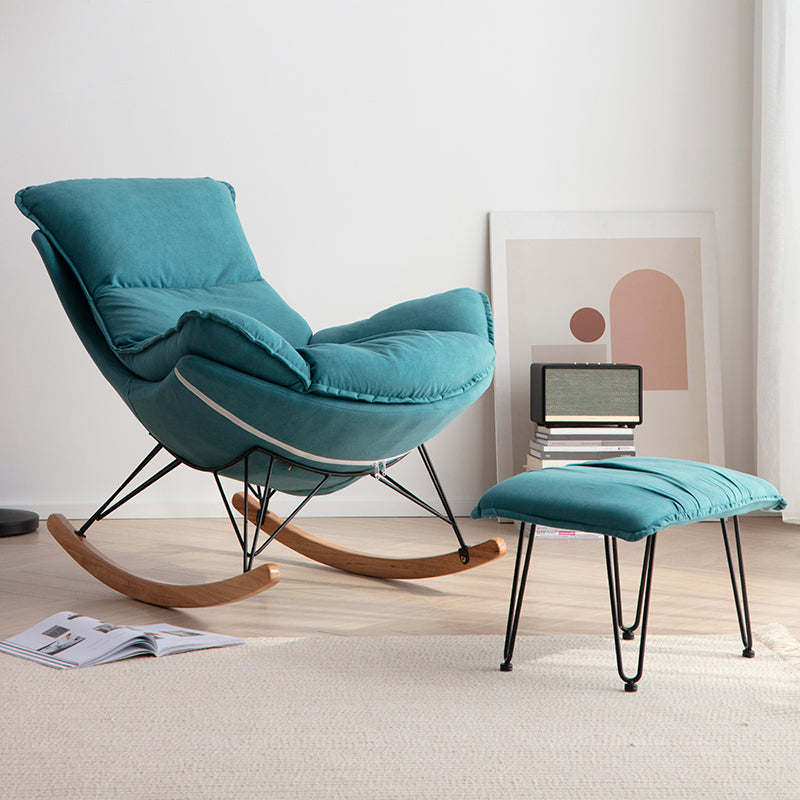 Rocking Chair Fabric Houndstooth Scratch Resistant Rocking Chair with Ottoman