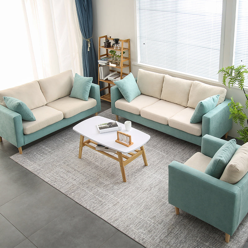 Scandinavian 2 Seater Sofa with 2 Pillows Back and Square Arms