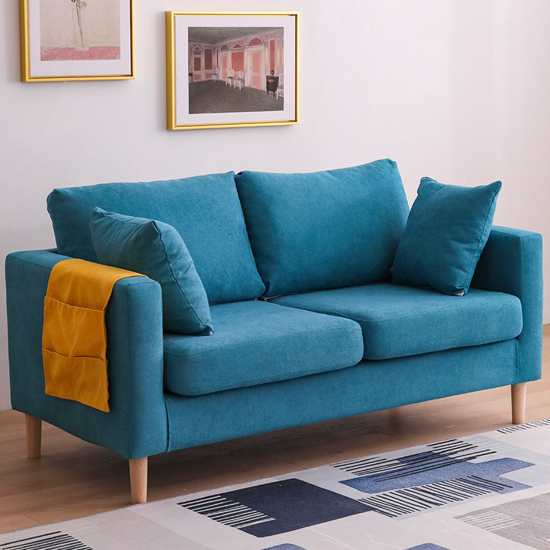 Scandinavian 2 Seater Sofa with 2 Pillows Back and Square Arms