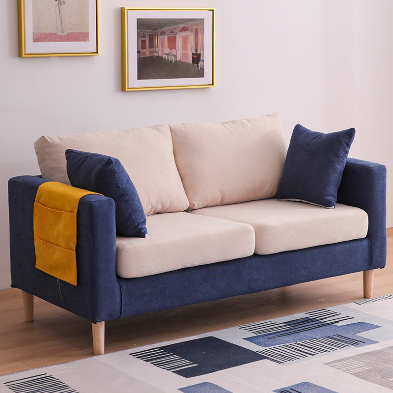 Scandinavian 2 Seater Sofa with 2 Pillows Back and Square Arms