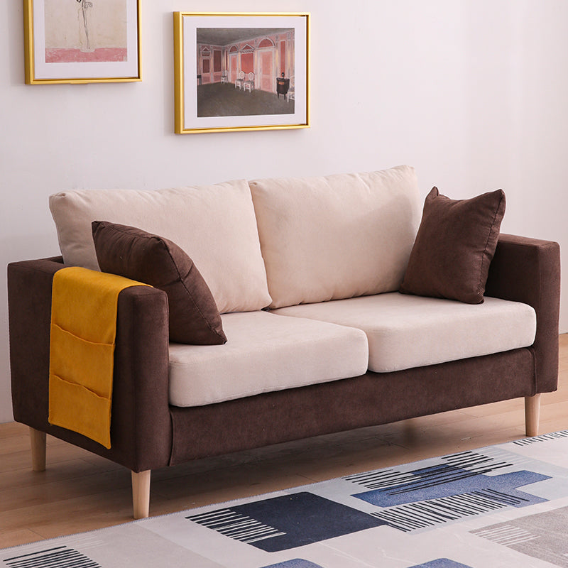Scandinavian 2 Seater Sofa with 2 Pillows Back and Square Arms