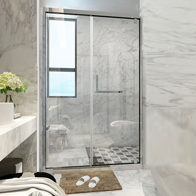 Glass and Metal Shower Bath Door Simple One-Line Shower Door