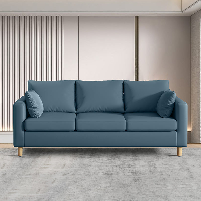 Modern 3-Seater 28.34" H Faux Leather Square Arm Sofa with 2 Pillows