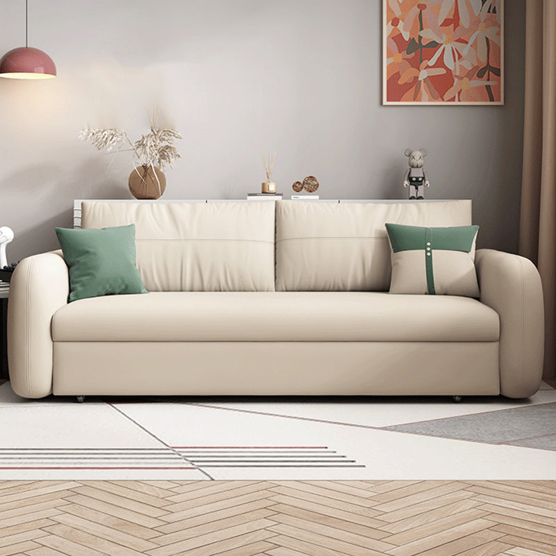 Modern Faux Leather Sleeper Sofa Upholstered Square Arm Sofa Bed