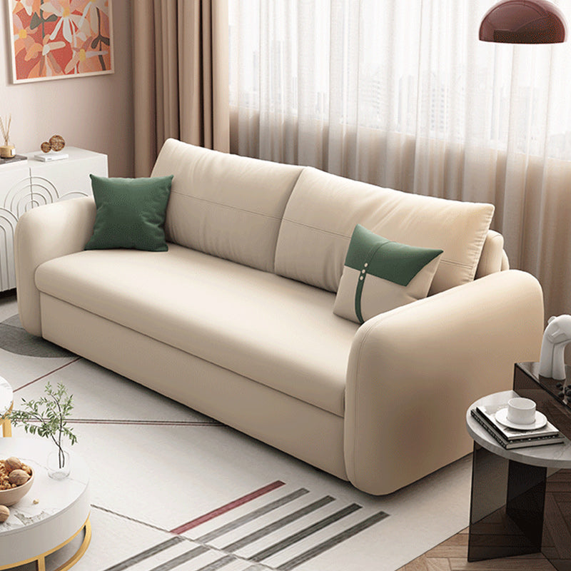 Modern Faux Leather Sleeper Sofa Upholstered Square Arm Sofa Bed