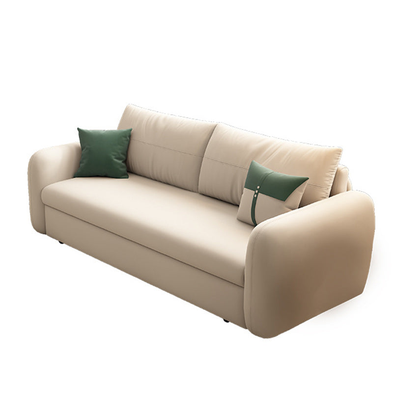 Modern Faux Leather Sleeper Sofa Upholstered Square Arm Sofa Bed