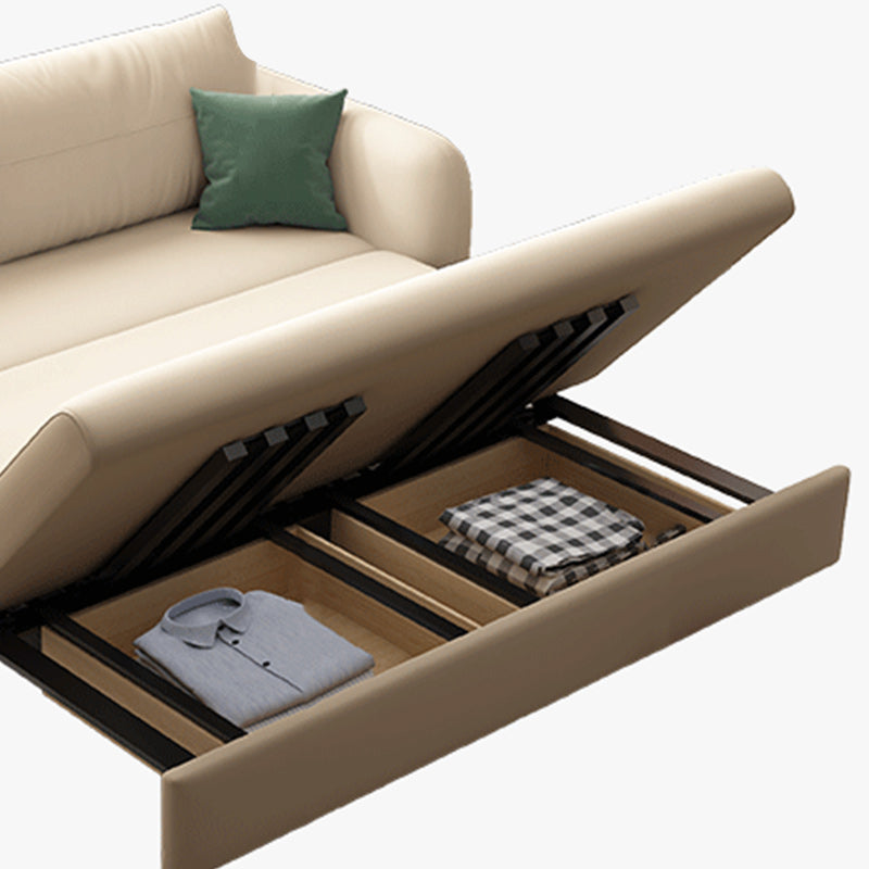 Modern Faux Leather Sleeper Sofa Upholstered Square Arm Sofa Bed