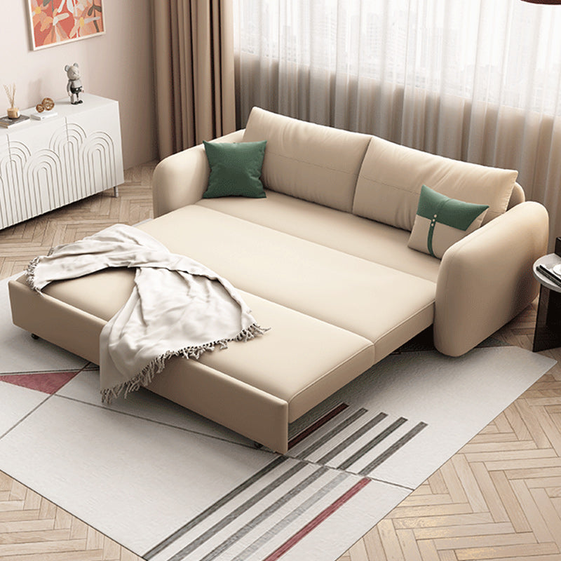 Modern Faux Leather Sleeper Sofa Upholstered Square Arm Sofa Bed