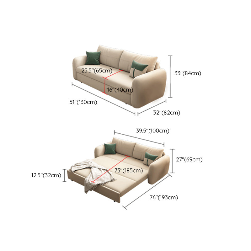 Modern Faux Leather Sleeper Sofa Upholstered Square Arm Sofa Bed