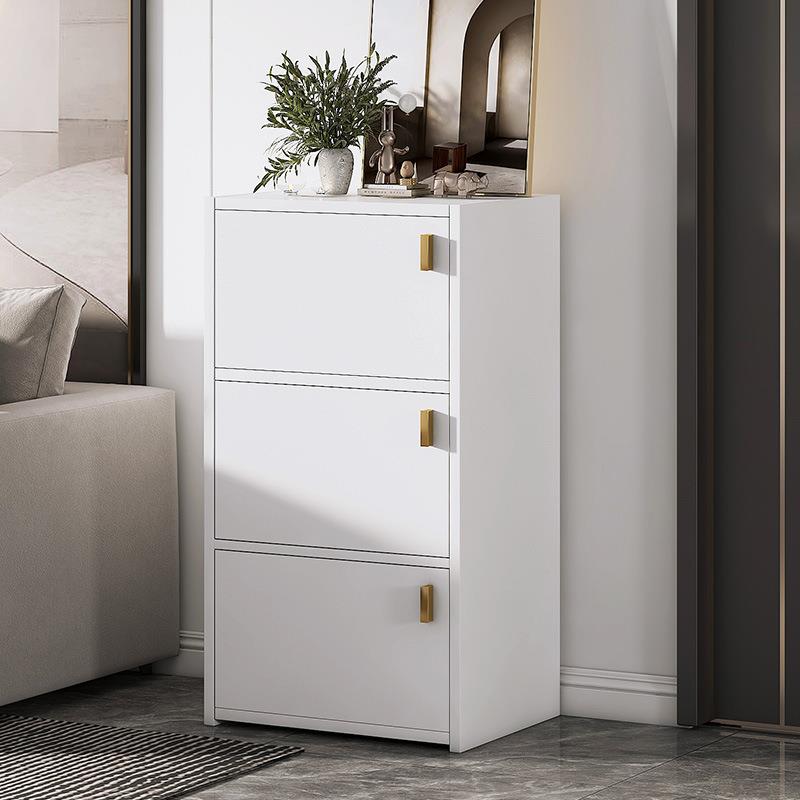 Modern Rectangle Chest White Wood Storage Cabinet with Drawer