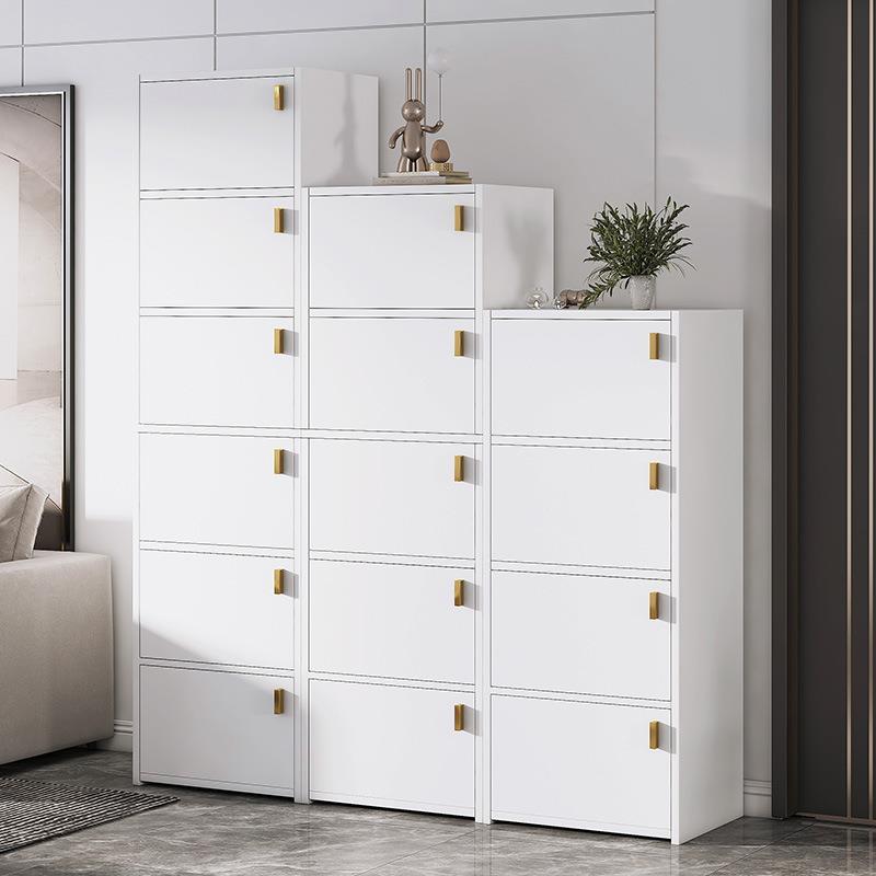 Modern Rectangle Chest White Wood Storage Cabinet with Drawer
