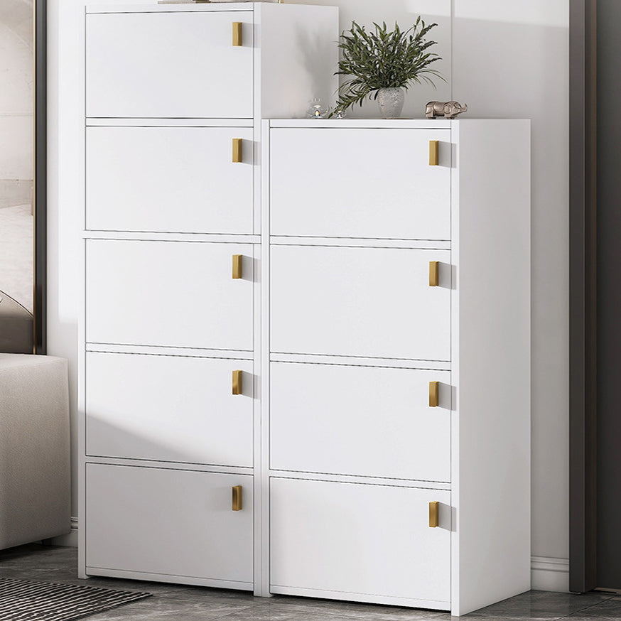 Modern Rectangle Chest White Wood Storage Cabinet with Drawer