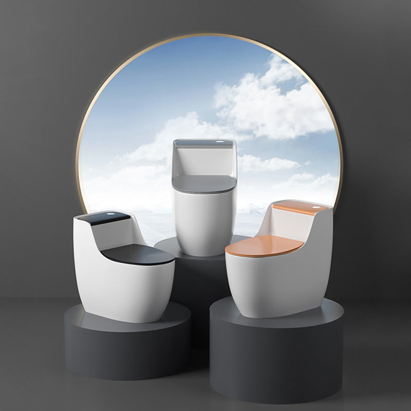 Modern Floor Mounted Ceramic Toilet One Piece Flush Toilet with Toilet Seat