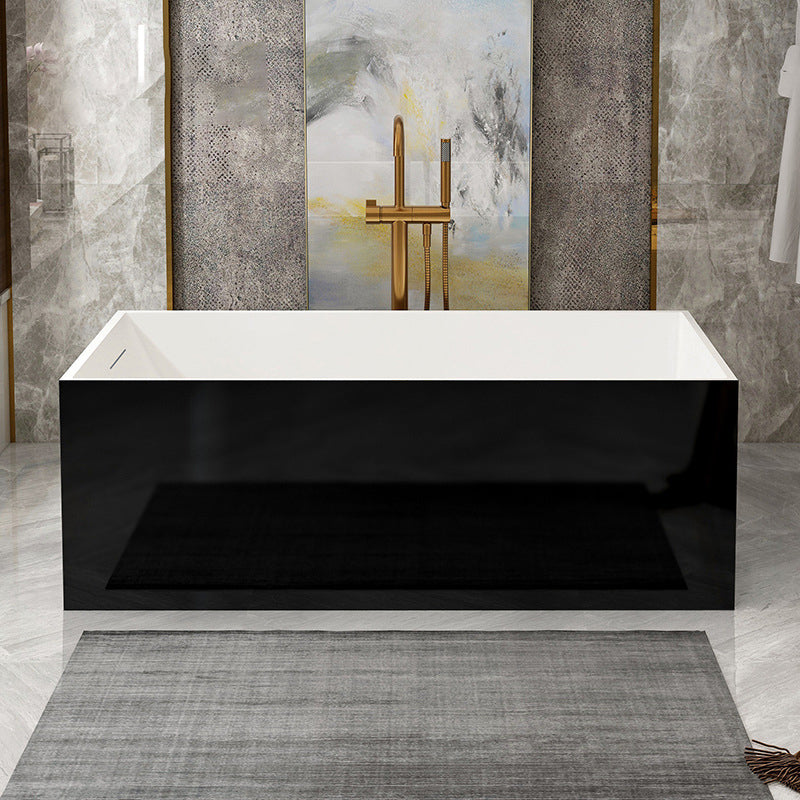 Stone Soaking Bathtub Antique Finish Rectangular Back to Wall Bath Tub