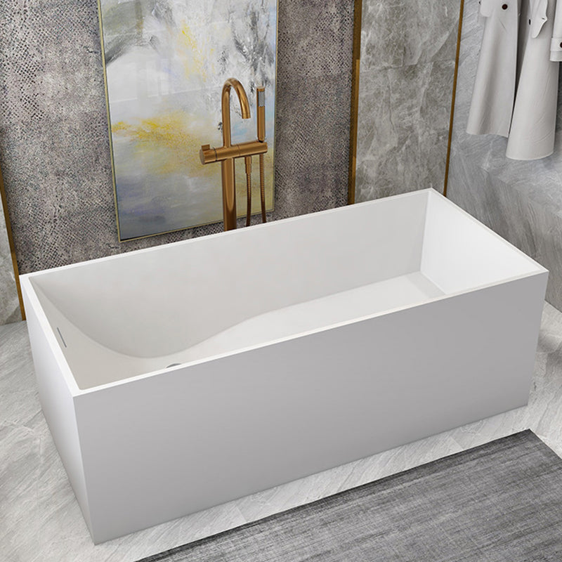 Stone Soaking Bathtub Antique Finish Rectangular Back to Wall Bath Tub