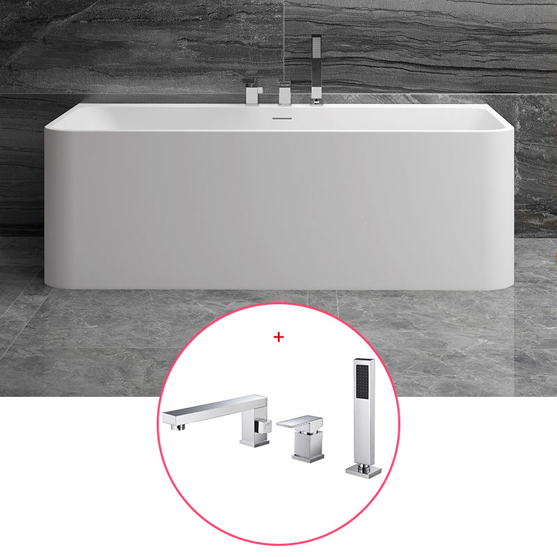 Stone Rectangular Soaking Bathtub Antique Finish Back to Wall Bath Tub