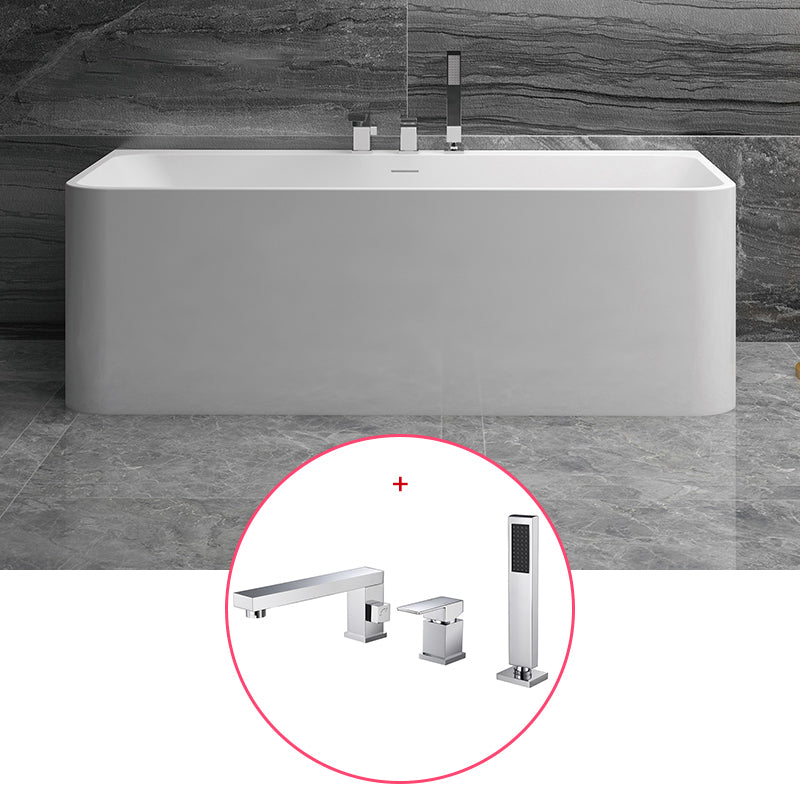 Stone Rectangular Soaking Bathtub Antique Finish Back to Wall Bath Tub