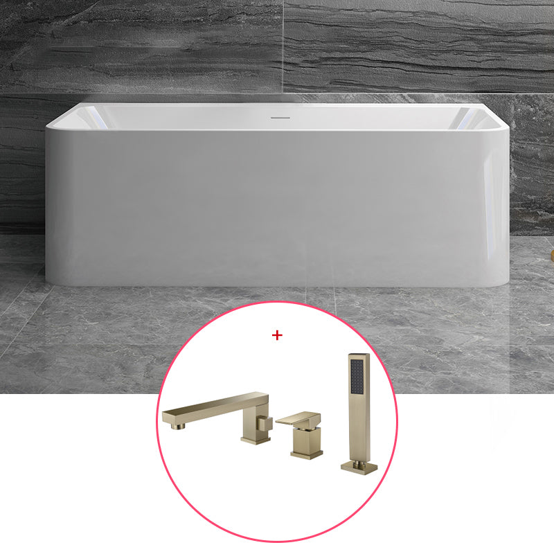 Stone Rectangular Soaking Bathtub Antique Finish Back to Wall Bath Tub