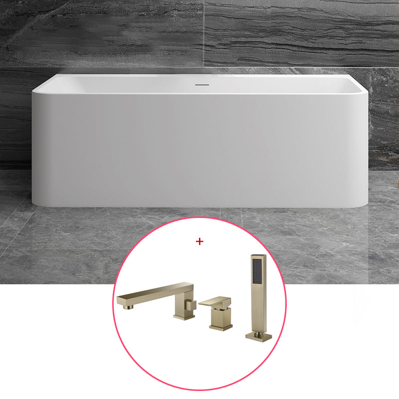 Stone Rectangular Soaking Bathtub Antique Finish Back to Wall Bath Tub