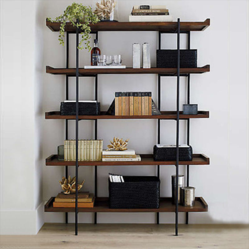 Wooden Standard Bookcase Industrial Open Back Bookshelf with Shelves