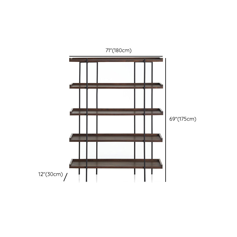 Wooden Standard Bookcase Industrial Open Back Bookshelf with Shelves