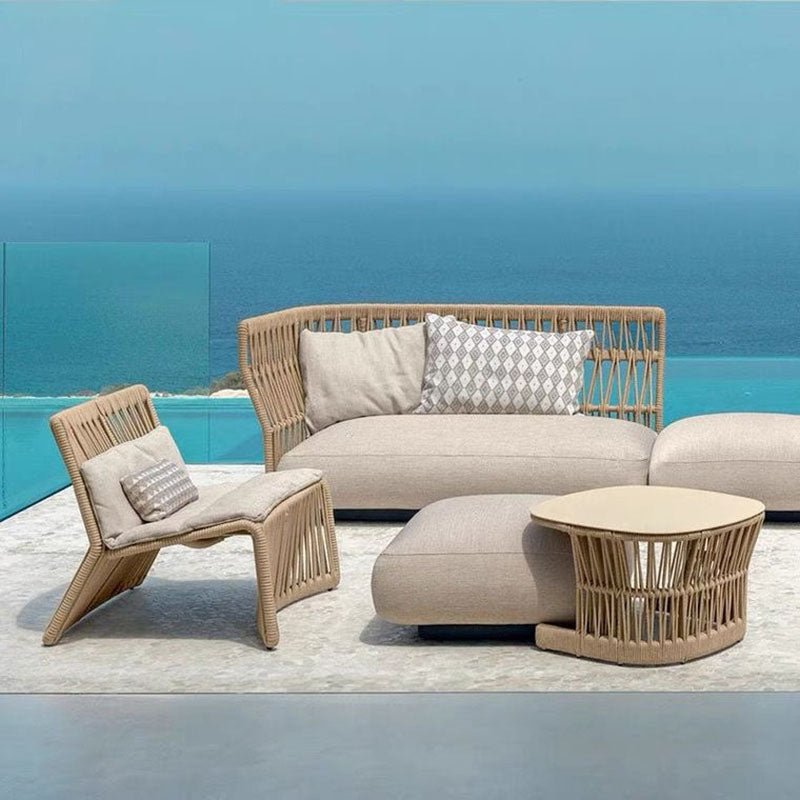 Tropical Patio Sofa Water Resistant Rattan Outdoor Patio Sofa