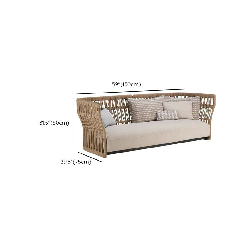 Tropical Patio Sofa Water Resistant Rattan Outdoor Patio Sofa