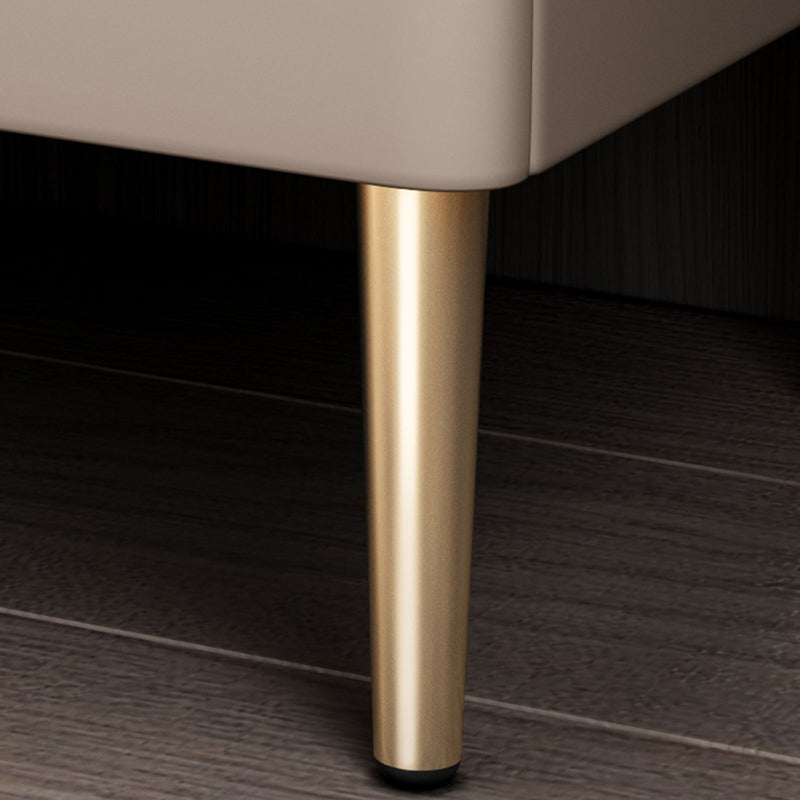 Classic Glam Accent Table Nightstand Stone Bedside Cabinet with Drawers