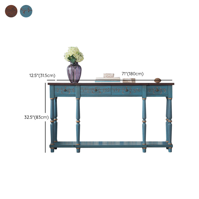 French Country Wooden Accent Table Rectangle Sofa Console Table for Hall