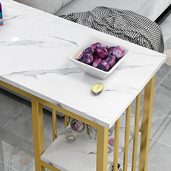 Industrial Rectangle Bar Height Table Faux Wood Bar Table with Storage Base