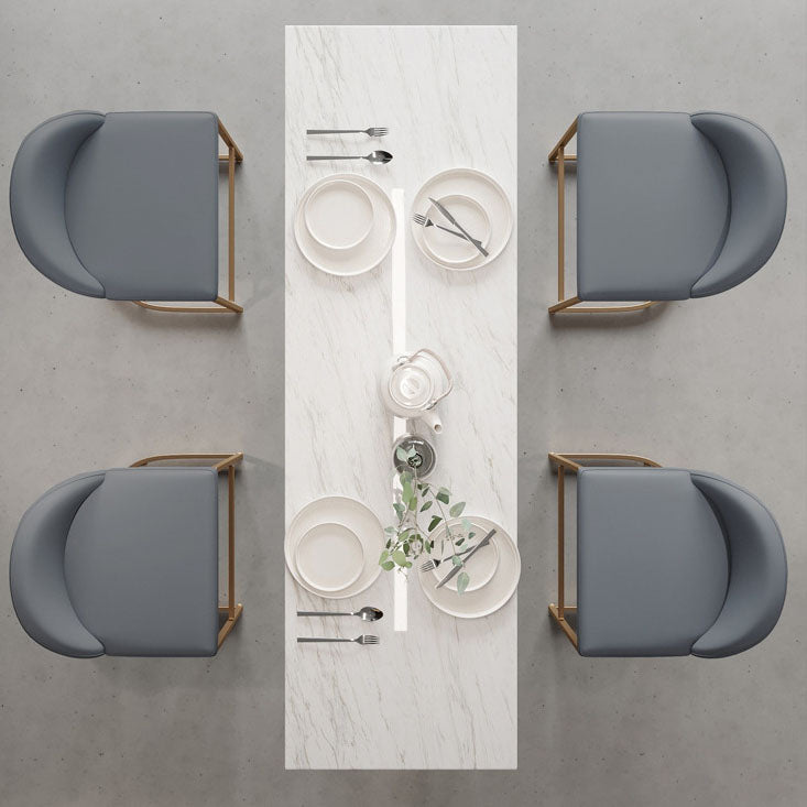 Glam Gold Double Pedestal Bar Dining Table Rectangle Stone Top Bar Height Table