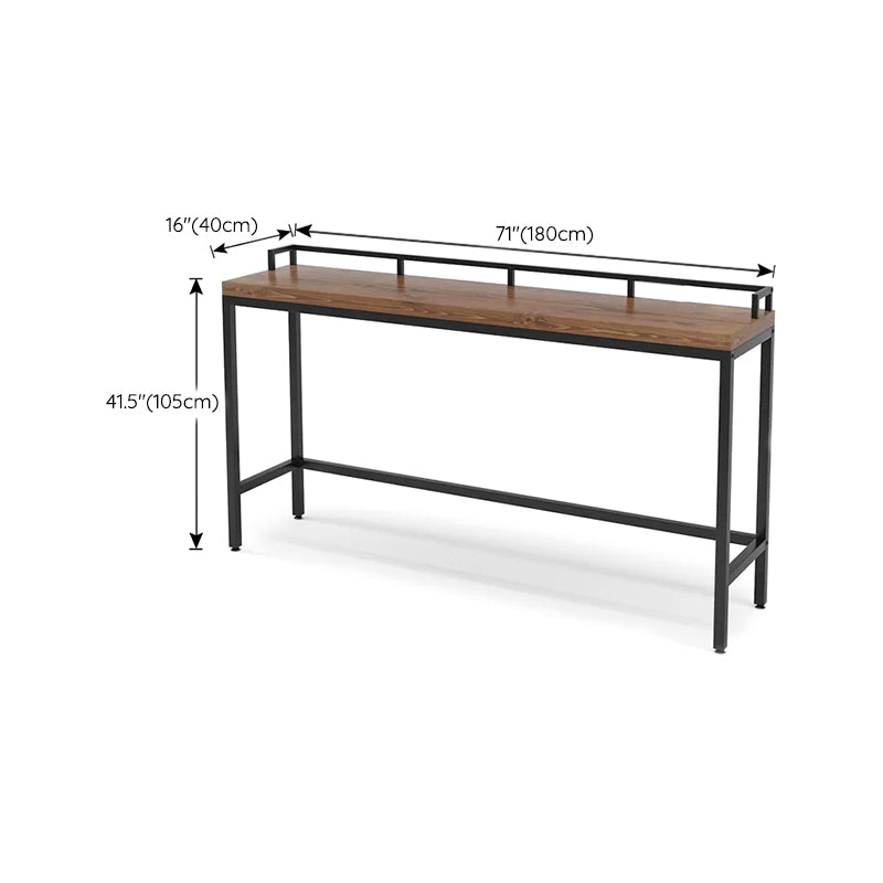 Contemporary Bar Table in Metal and Wood RectangleBar Table with Trestle Base