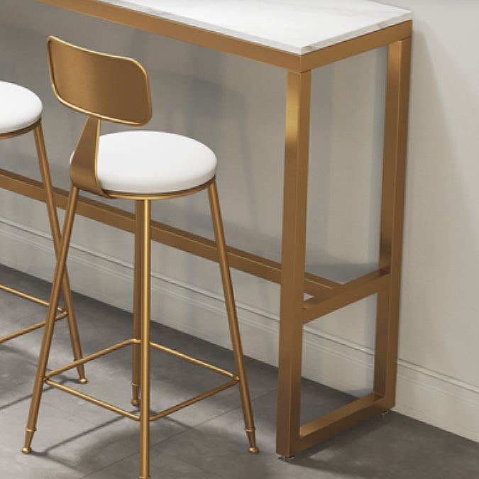 White Faux Marble Bar Height Table Glam Rectangle Bar Dining Table