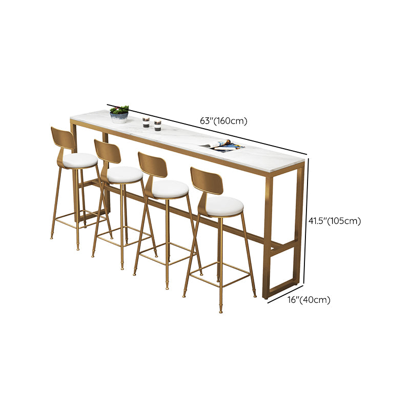 White Faux Marble Bar Height Table Glam Rectangle Bar Dining Table