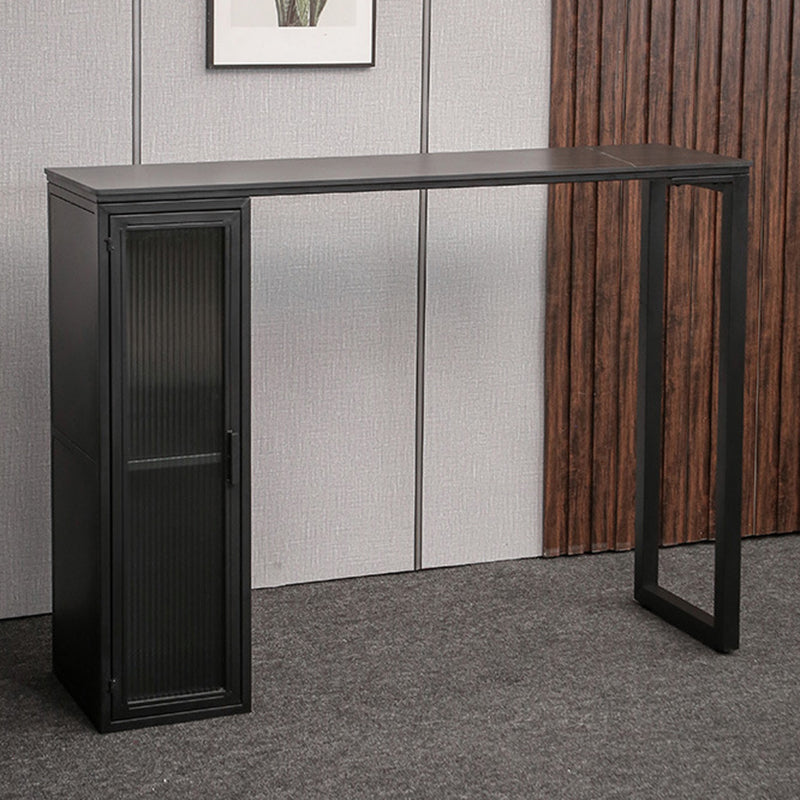 Modern Bistro Bar Table Sintered Stone Bar Table with Storage