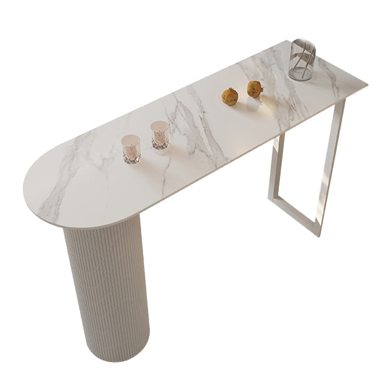 Modern Sintered Stone Bistro Bar Table Double Pedestal Bar Table