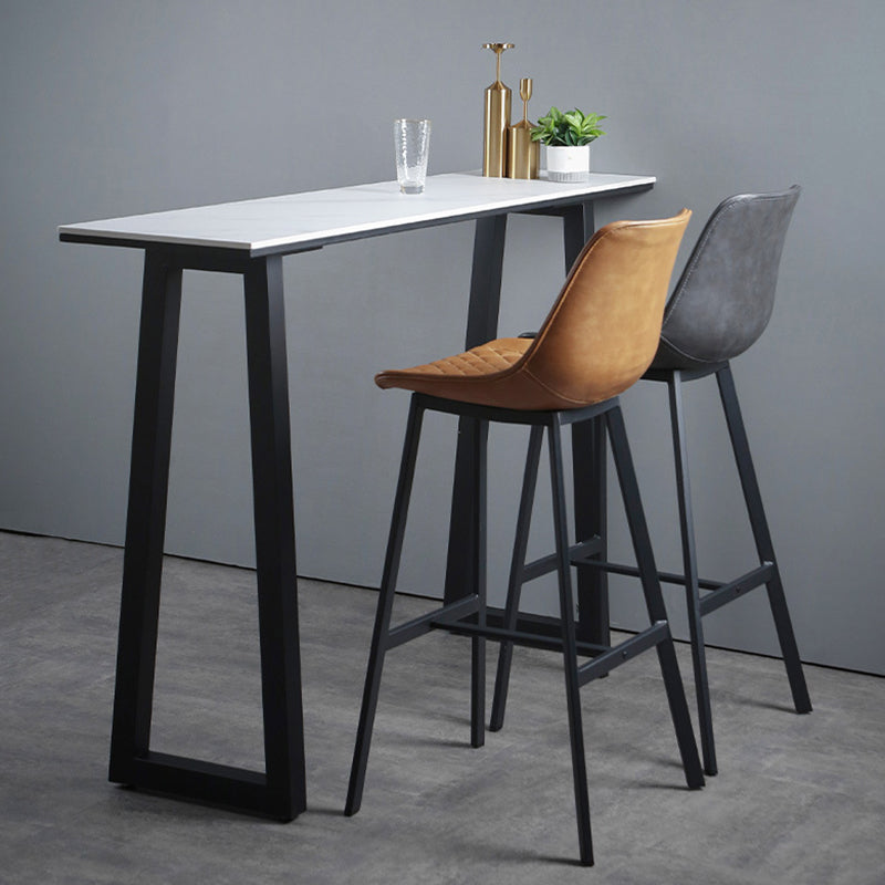 Rectangle Bar Table Sintered Stone Dining Table with Metal Base for Kitchen