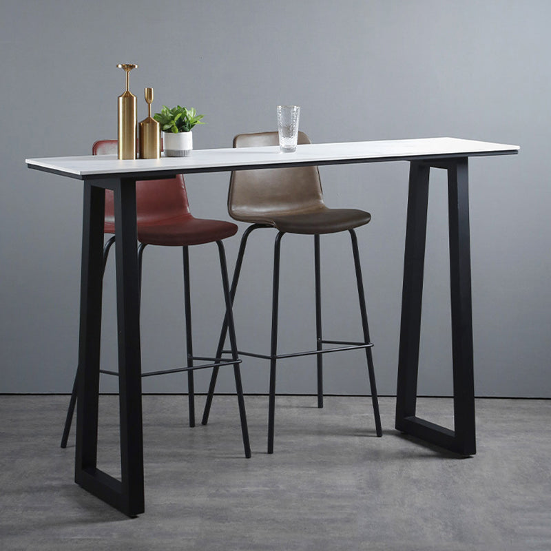 Rectangle Bar Table Sintered Stone Dining Table with Metal Base for Kitchen