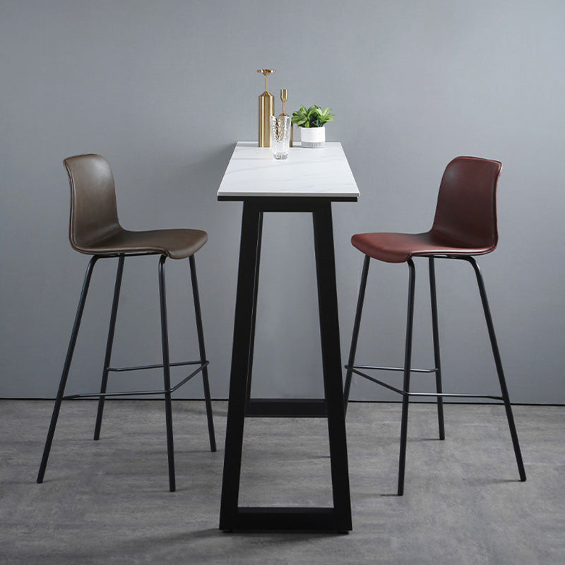 Rectangle Bar Table Sintered Stone Dining Table with Metal Base for Kitchen