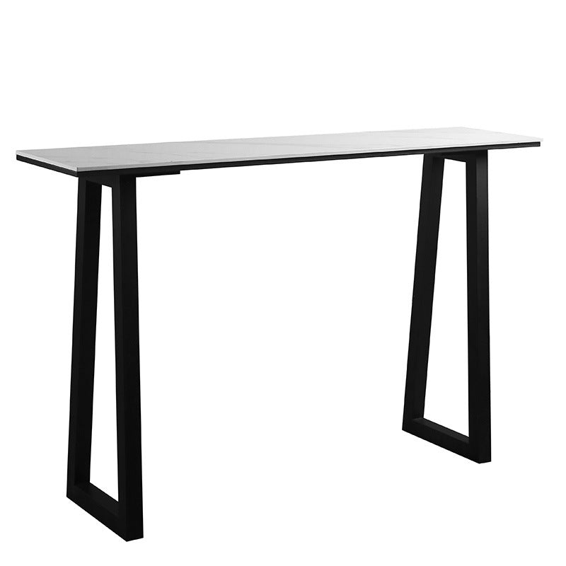 Rectangle Bar Table Sintered Stone Dining Table with Metal Base for Kitchen