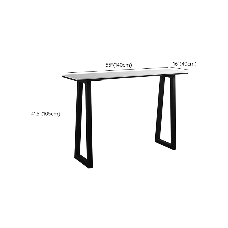 Rectangle Bar Table Sintered Stone Dining Table with Metal Base for Kitchen