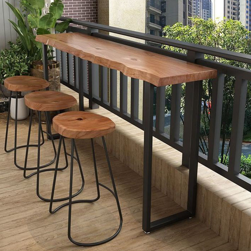 Industrial Rectangle Wood Bar Table Sled Base Dining Table for Kitchen