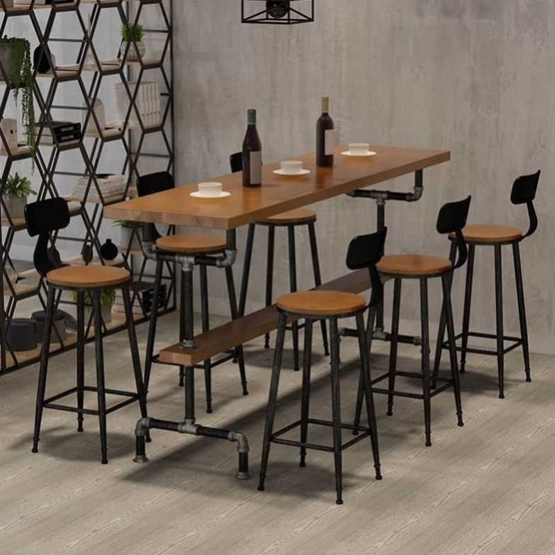 Industrial Solid Wood Bar Table Rectangle Bistro Dining Table
