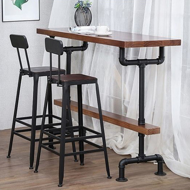 Industrial Solid Wood Bar Table Rectangle Bistro Dining Table