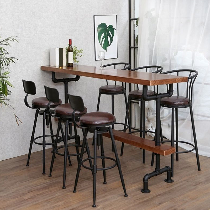 Industrial Solid Wood Bar Table Rectangle Bistro Dining Table