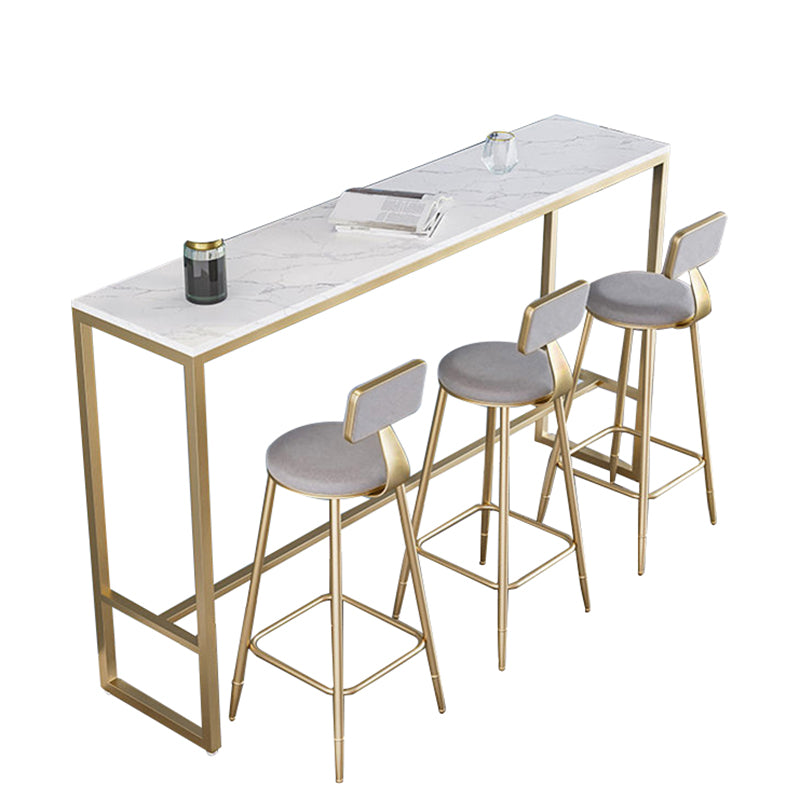 Glam Sintered Stone Bar Table Trestle Base Dining Table for Kitchen