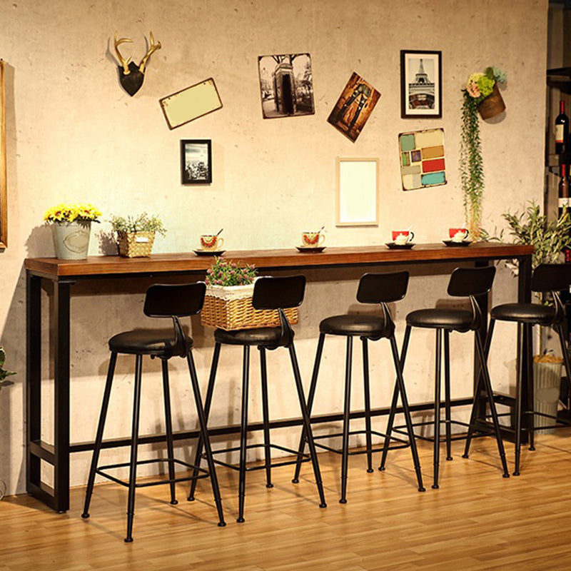 Industrial Solid Wood Bar Table Trestle Base Dining Table for Bistro