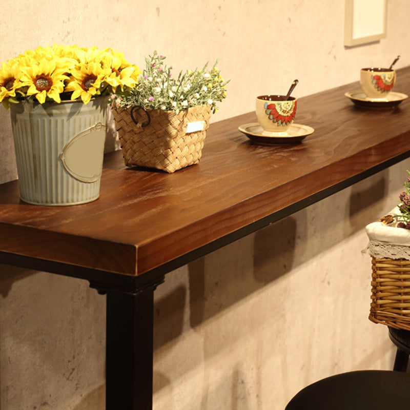 Industrial Solid Wood Bar Table Trestle Base Dining Table for Bistro
